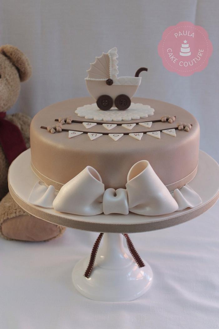 Soft cappuccino baby shower cake