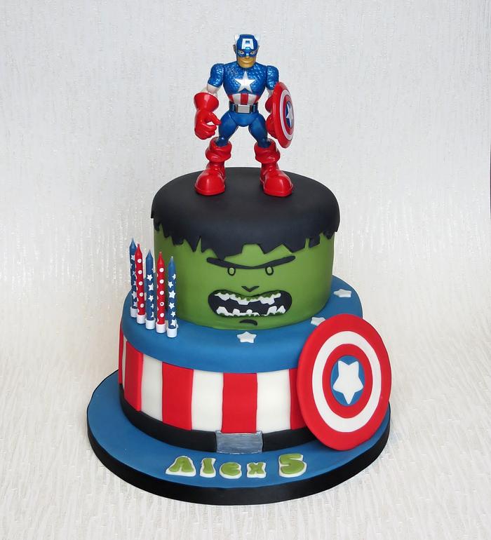 Captain America and Hulk Cake