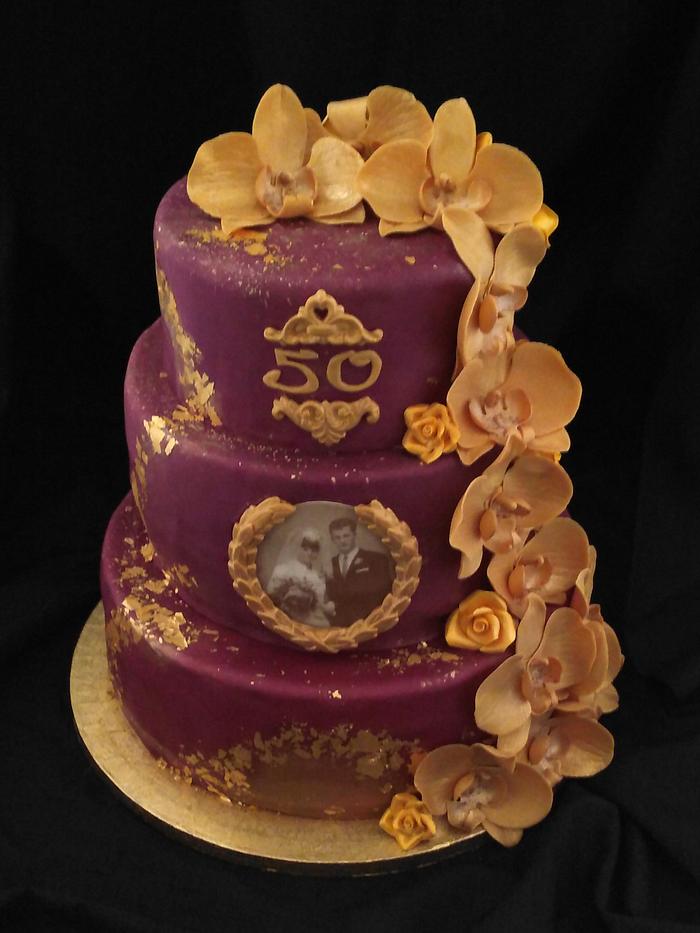 50th Weddingday - Gold Wedding Cake