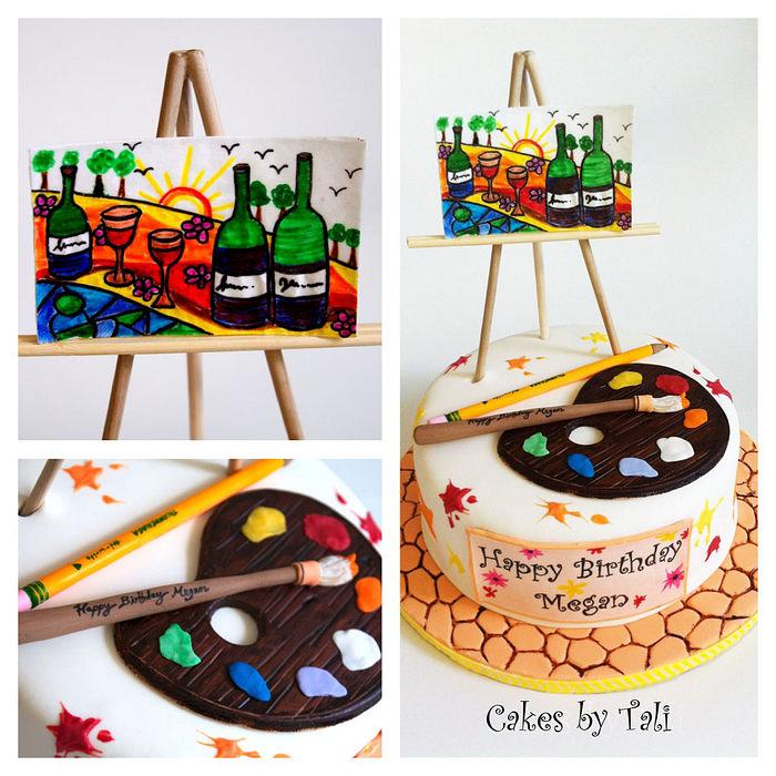 Painting and wine cake