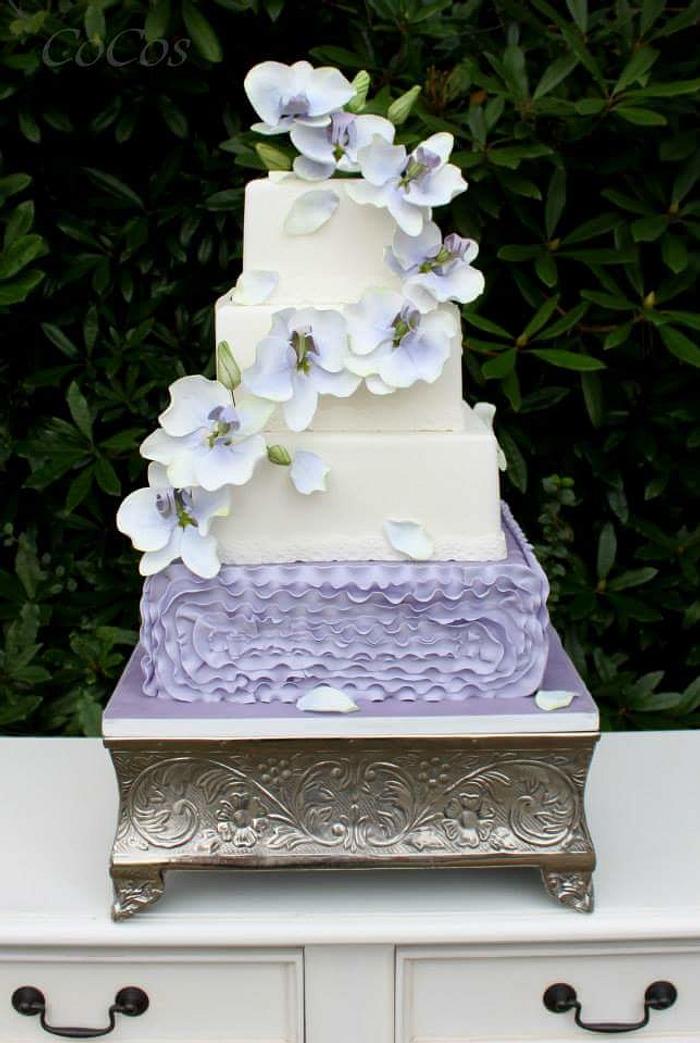 orchid wedding cake 