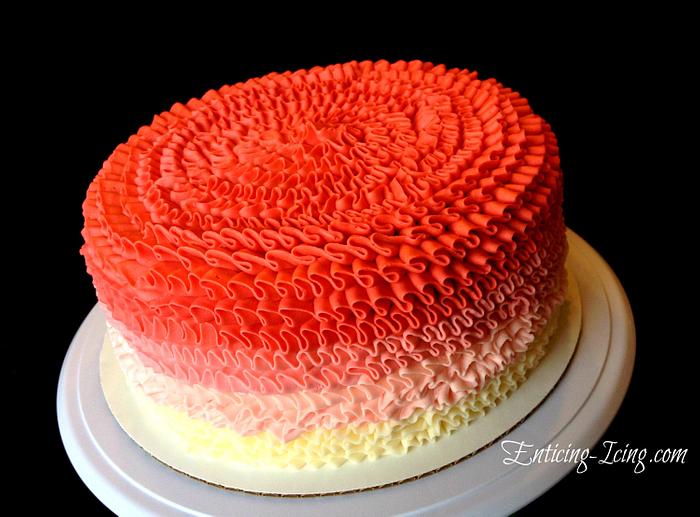 Pink ombre buttercream ruffle cake