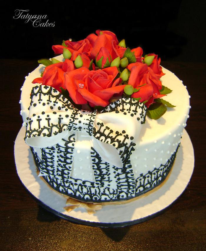Cake with red roses 2