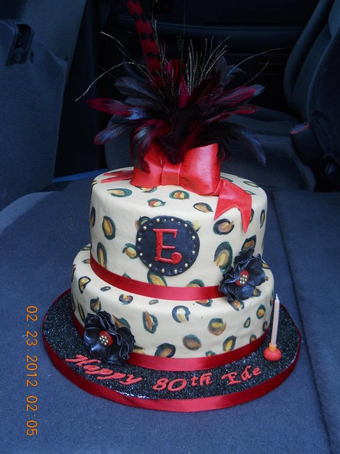 80th  leopard cake