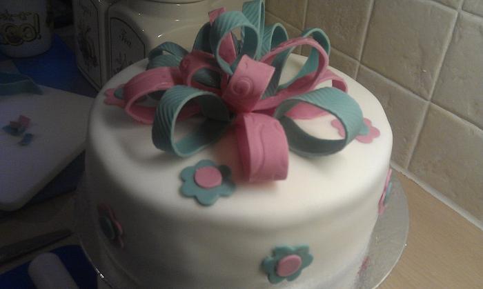 Loop bow birthday cake. 