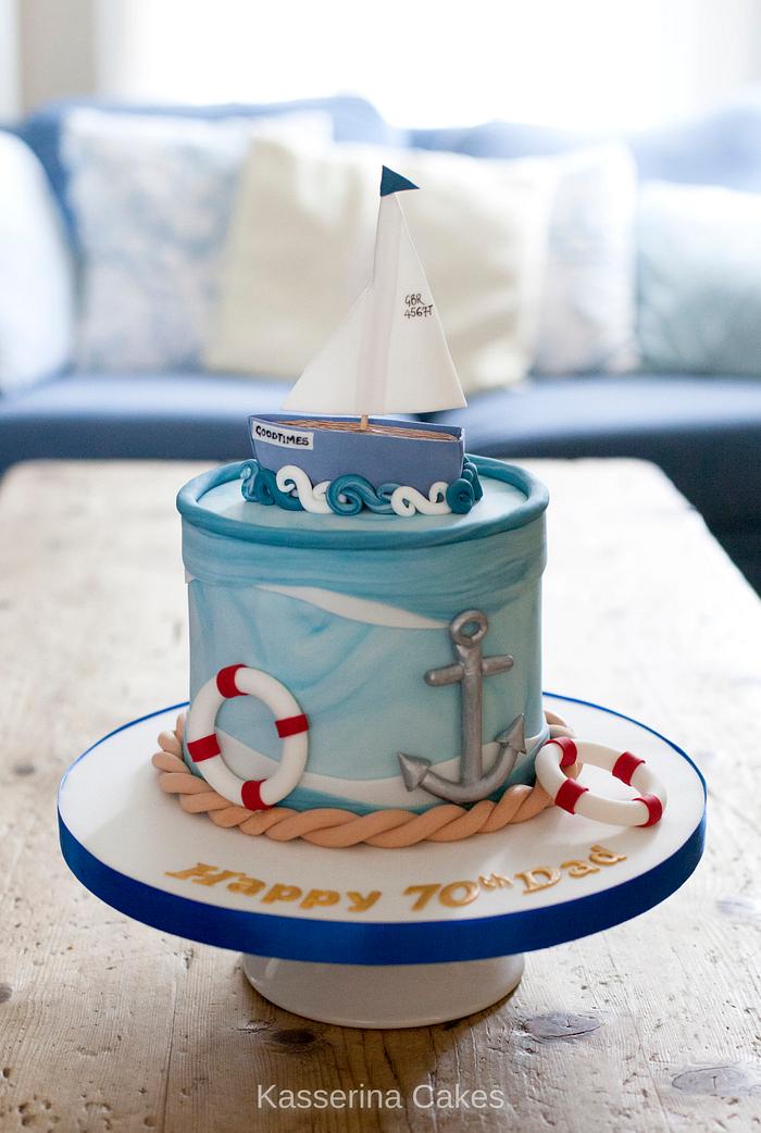Sailing themed birthday cake
