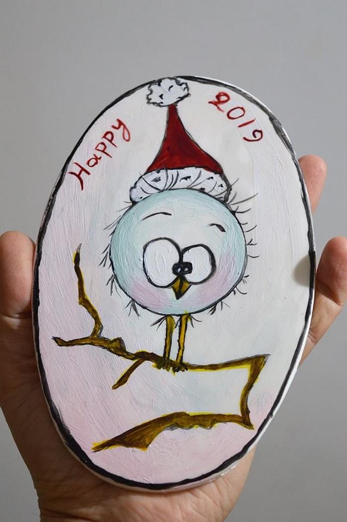 Freehand painting plaque for New years eve cake with cocoa butter