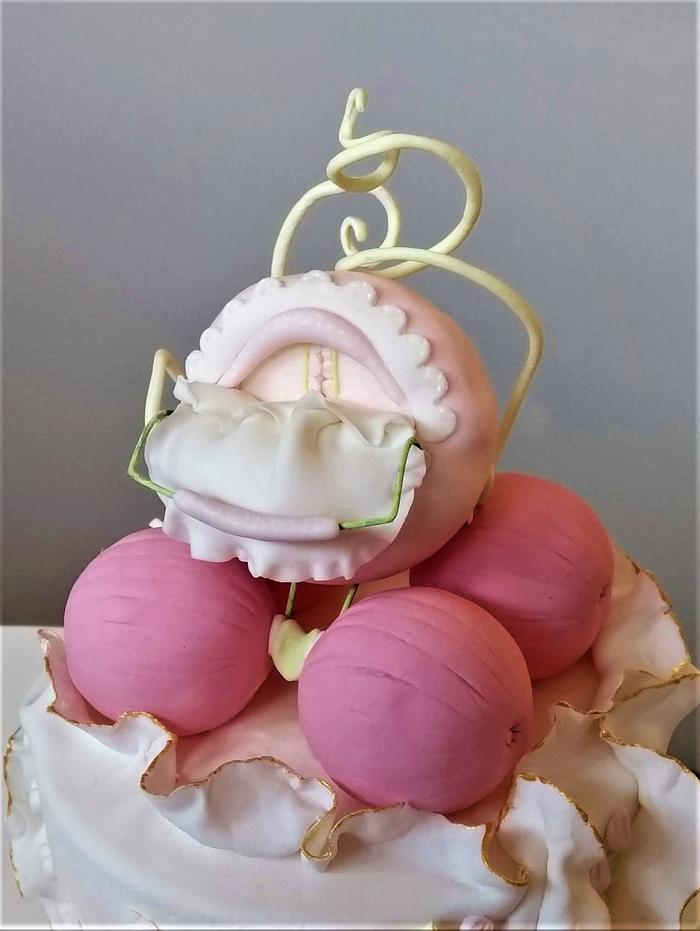 Baby carriage cake topper