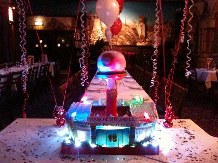 football cake top spins music and lights