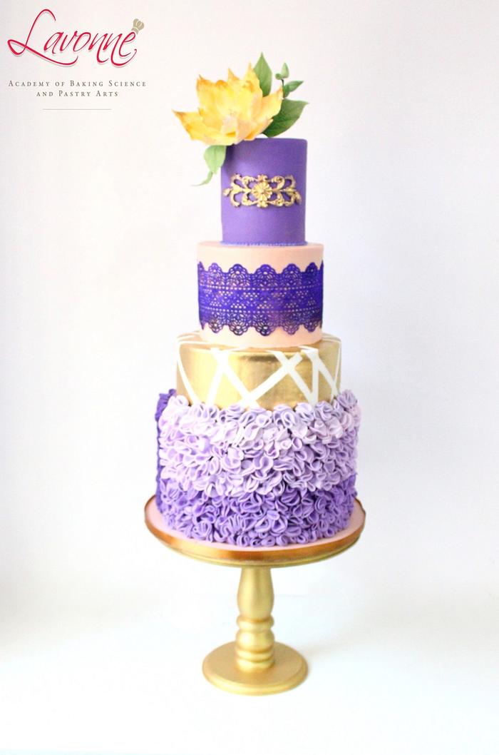 Purple Fantasy Wedding Cake 