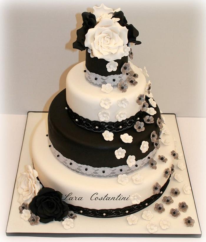 WEDDING CAKE - BLACK AND WHITE