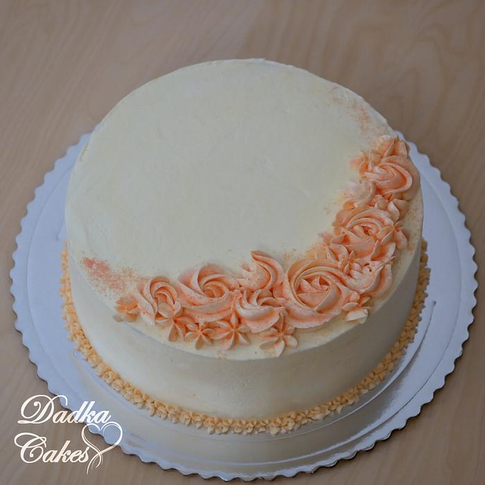 The Best Vanilla Peach Cake with Marscapone Frosting ⋆ Growing Up Cali