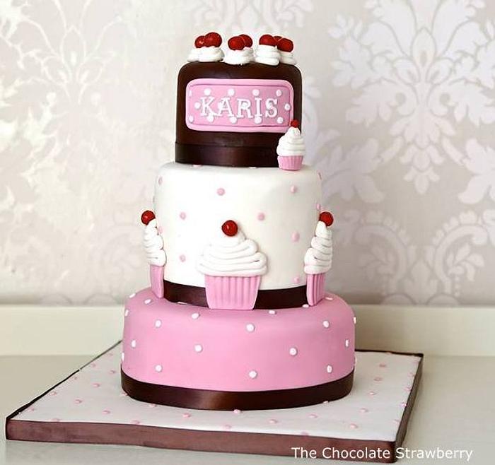 Cupcake themed little girl's cake