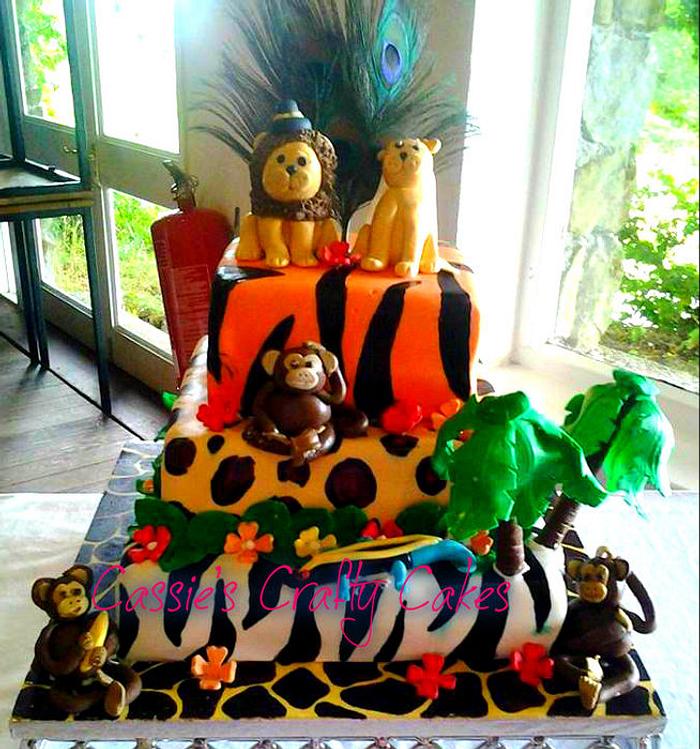 zoo themed wedding cake