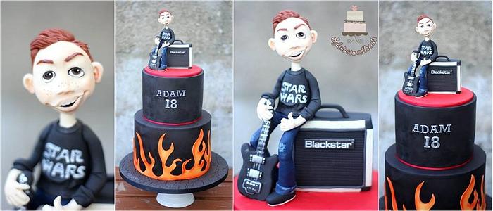 Cake for Adam who loves guitar and star wars 