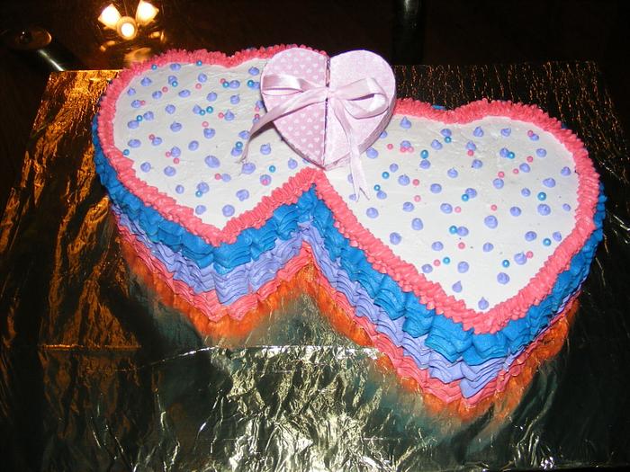 double heart birthday cake