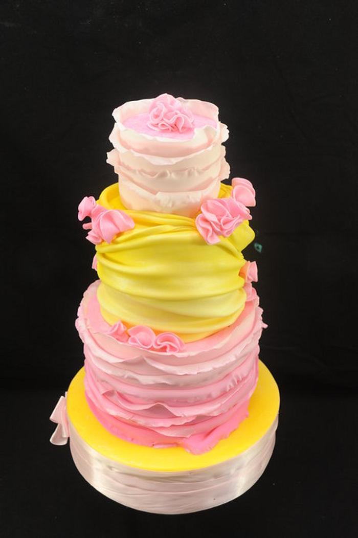 Pink Ombre Ruffles and Lemon Yellow Swags