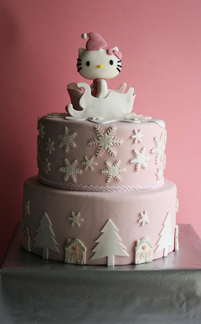 Hello Kitty Pink Christmas Cake