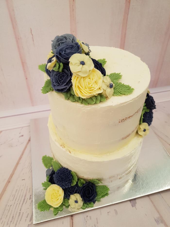 Buttercream flowers cake 