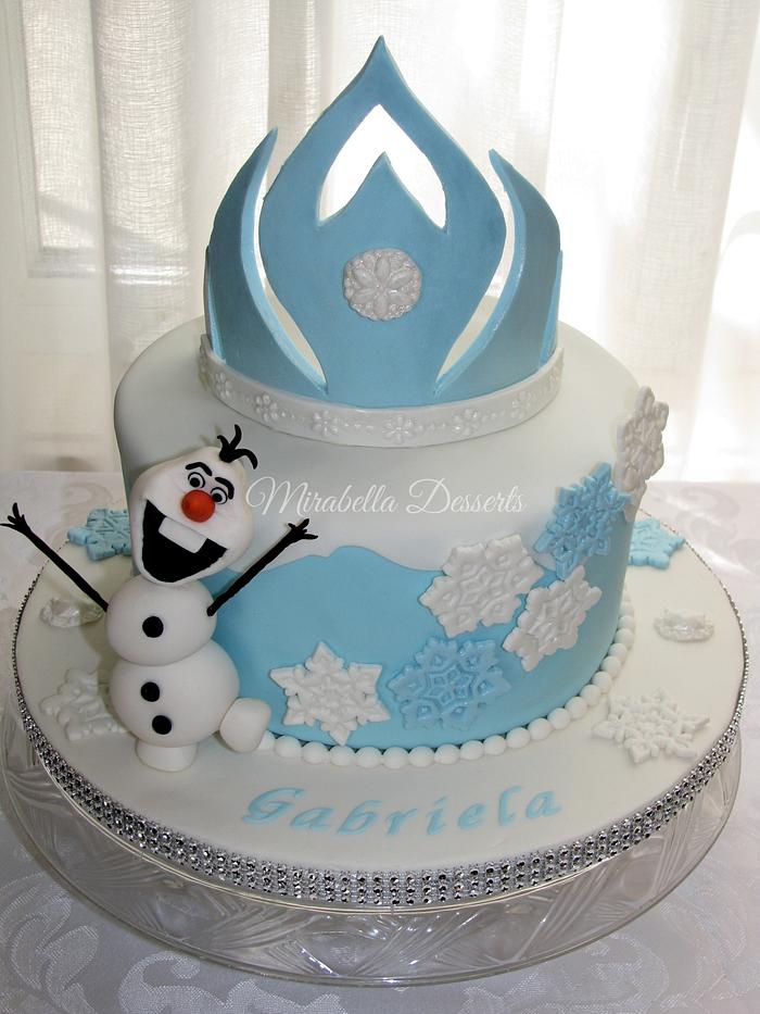 Frozen Cake with Olaf and Elsa's Tiara