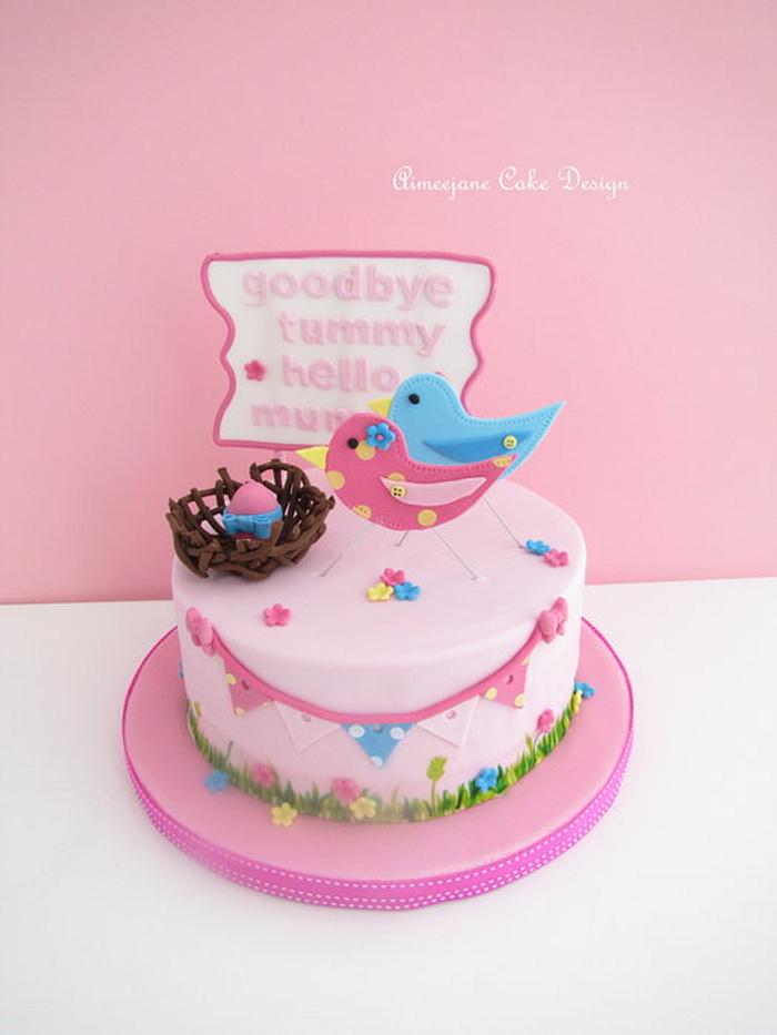 Birdy Baby Shower Cake
