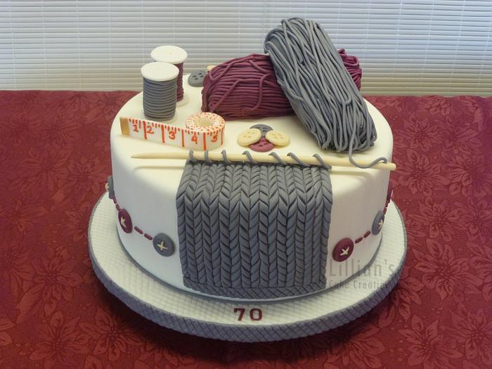 knitting birthday cake