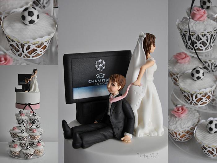 Football cake and cupcakes