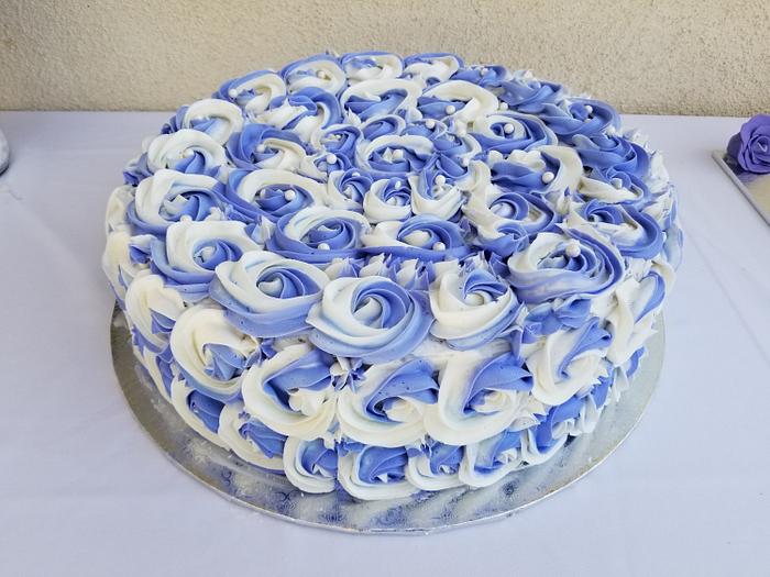 Two toned Rosettes Anniversary Cake