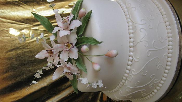 Cymbidium orchid wedding cake