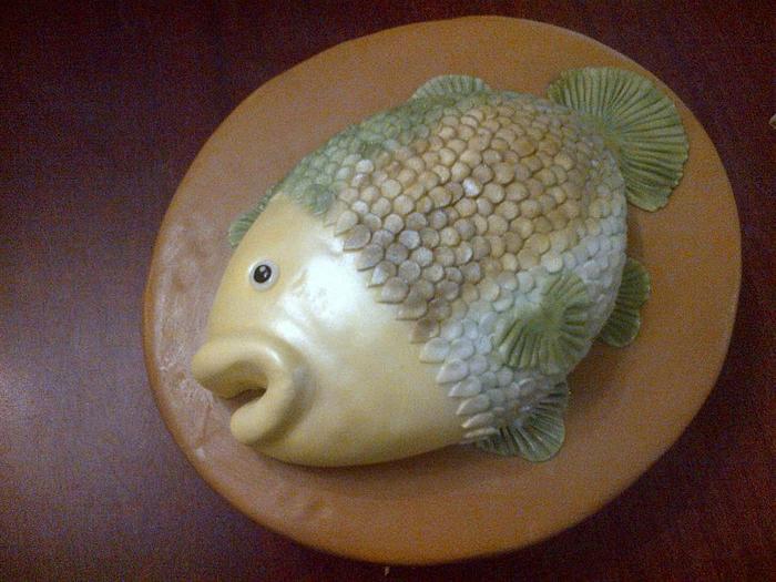 mounted fish plaque cake
