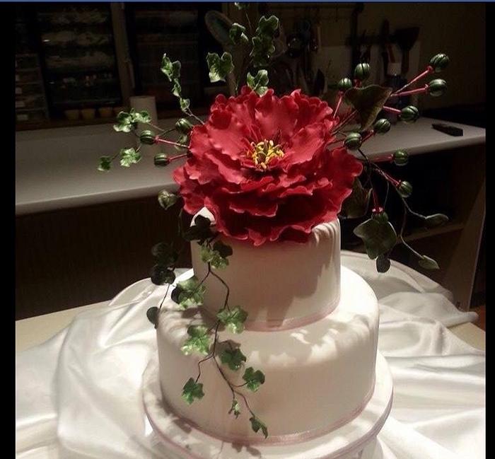 Peoney wedding cake