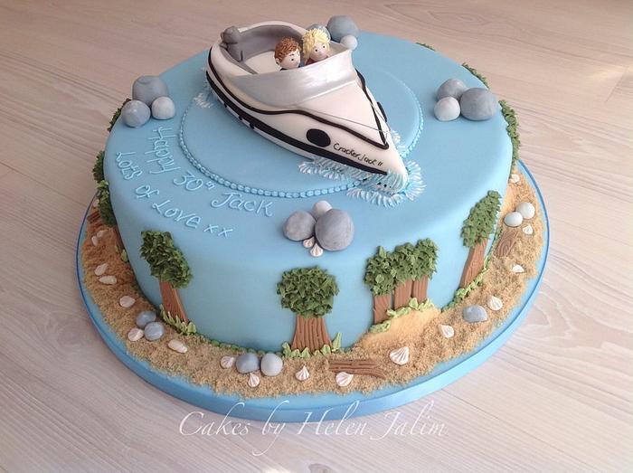 Speed boat birthday cake