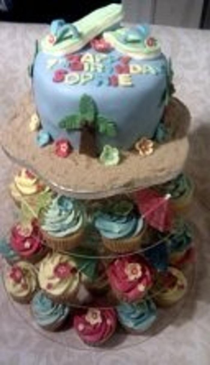 Hawaii themed cake for December birthday!
