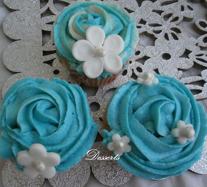 Blue Vanilla Buttercream Cupcakes