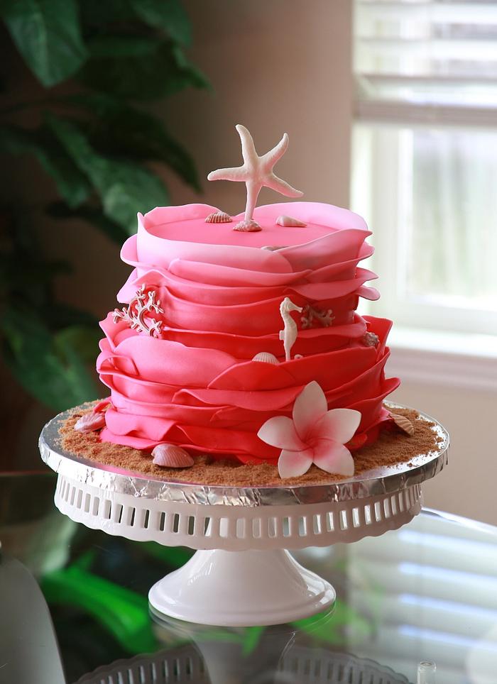 Hot pink wedding cake