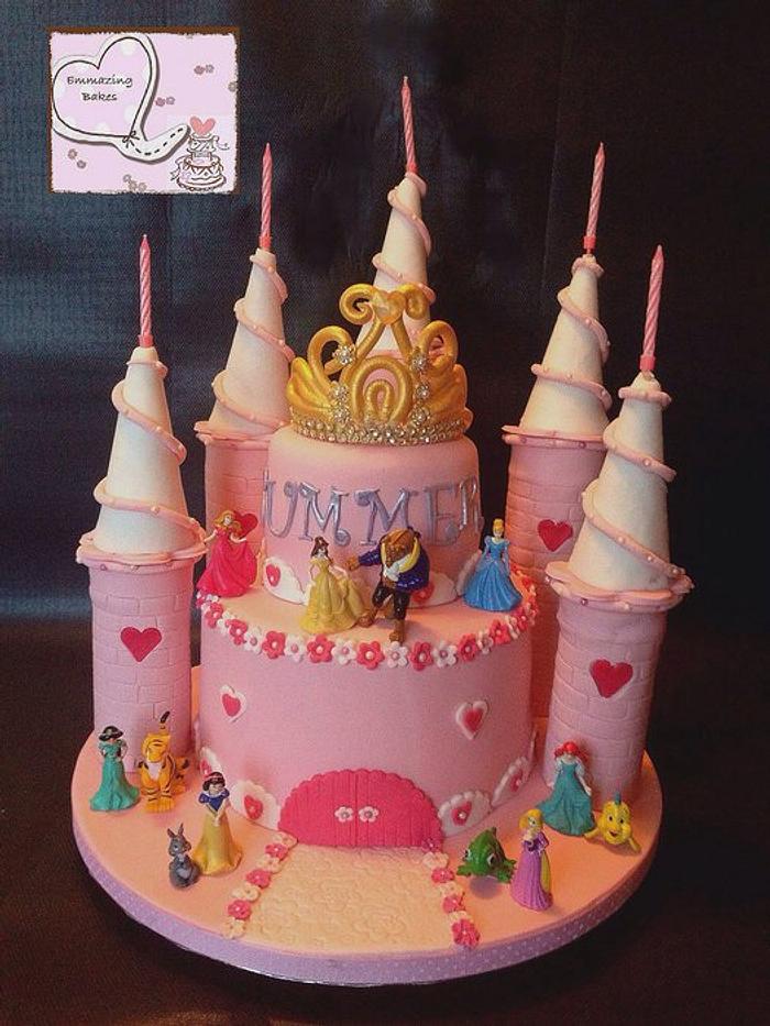 Disney princess castle cake and gum paste tiara