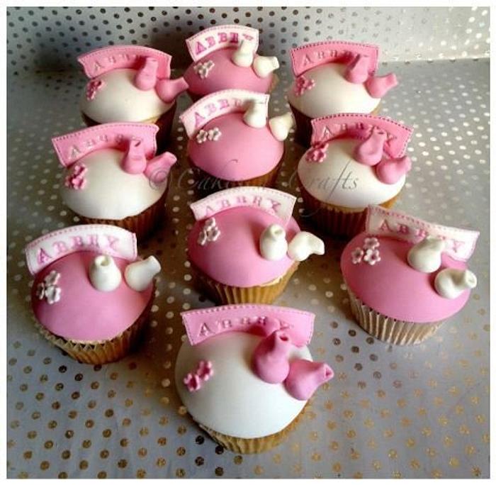 baby bootie christening cupcakes