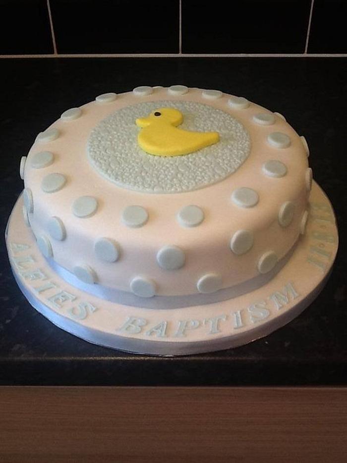 Little duck baptism cake 