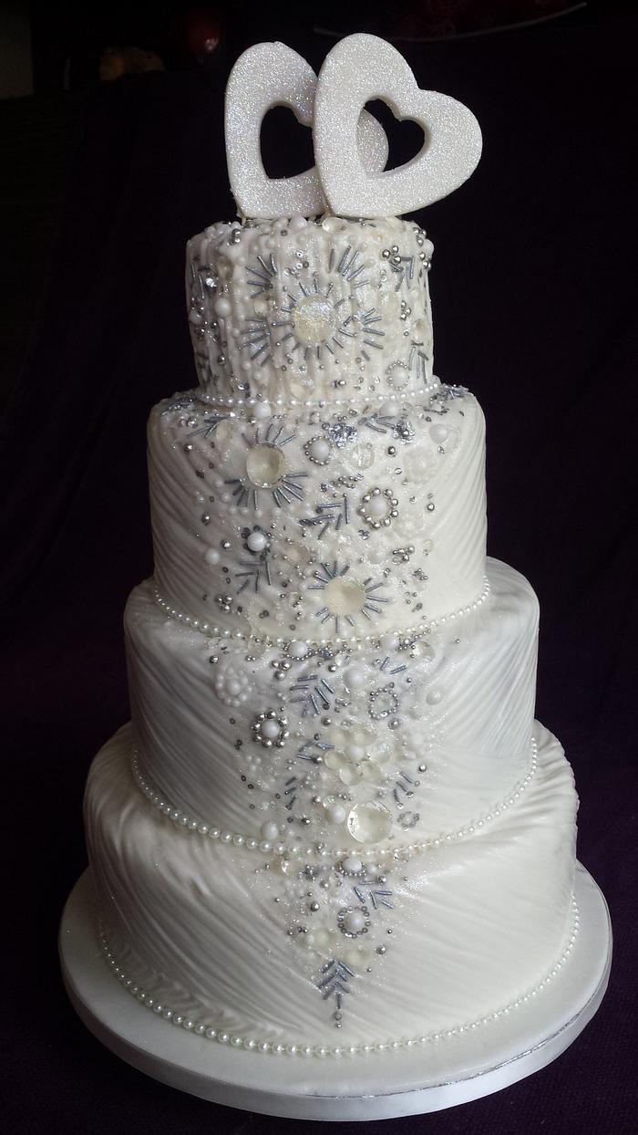 Heart and jewel wedding cake