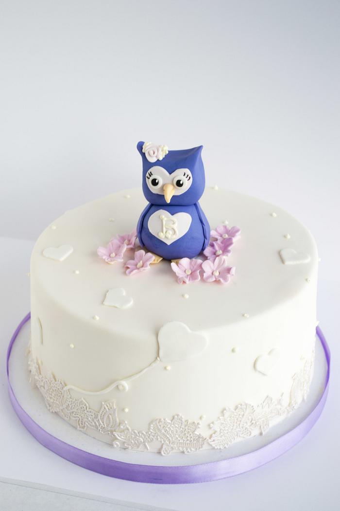 Owl First Birthday Cake 