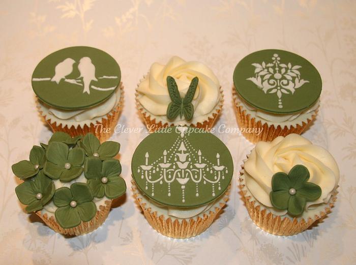 Sage Green Wedding Cupcakes