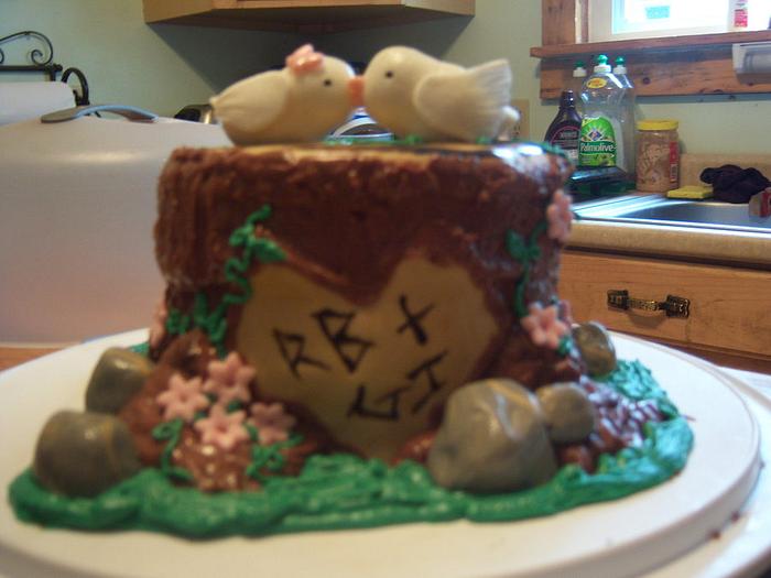 love birds anniversary cake