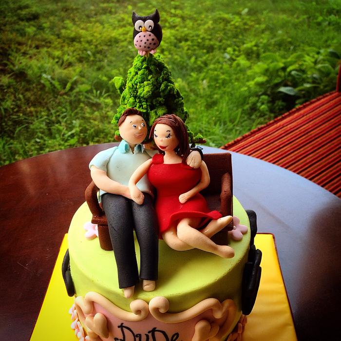 Valentines sitting on a cake