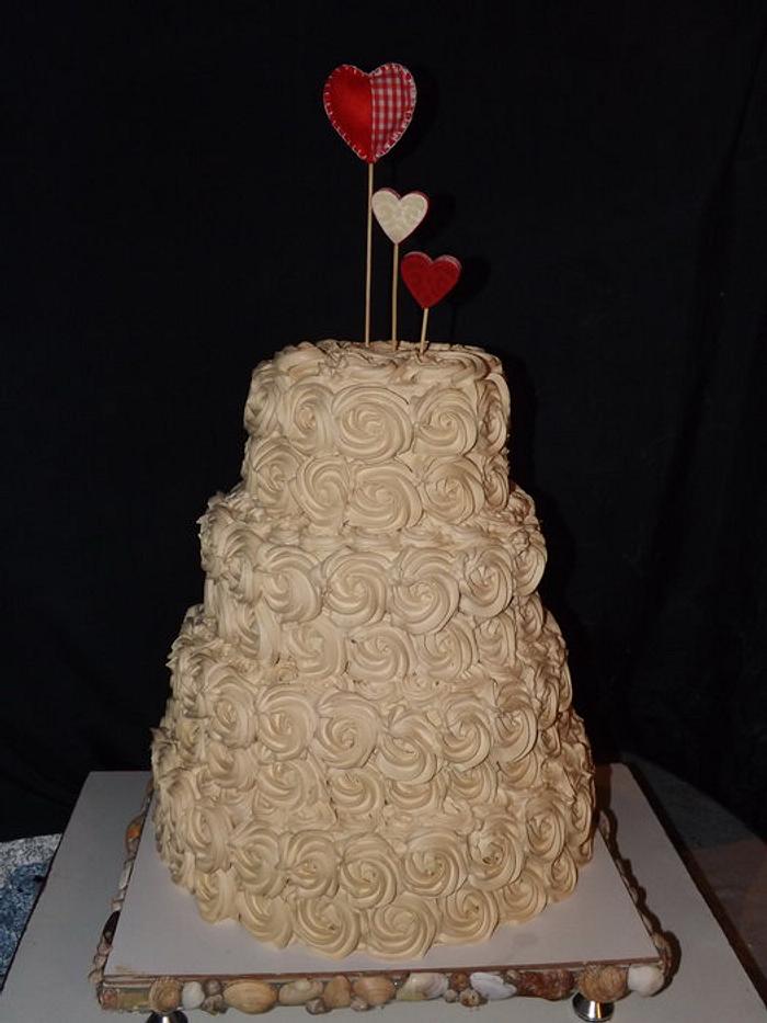 Rose Swirl Wedding Cake (Whipped Cream Frosting)
