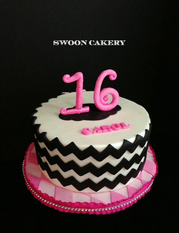 Sweet 16 Chevron Cake