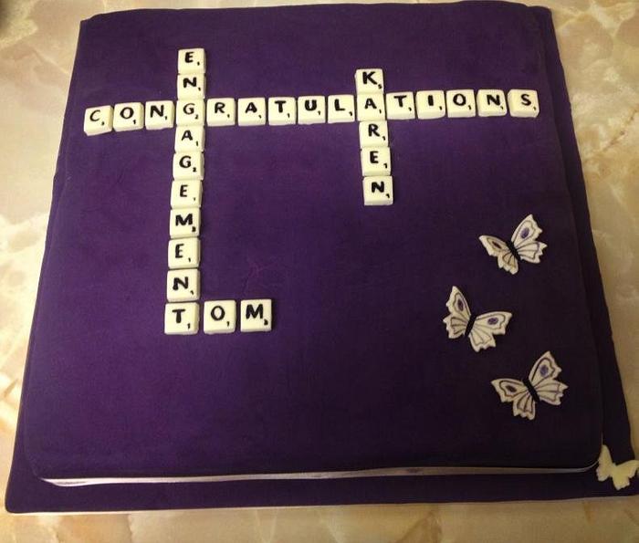 Scrabble Engagement Cake