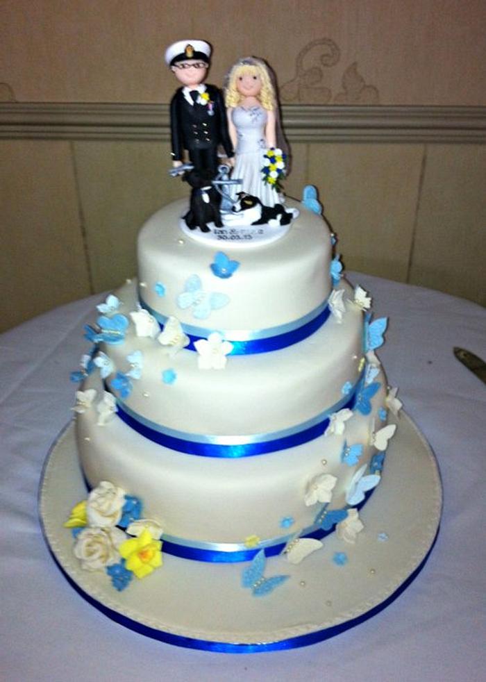 Blue Butterfly Wedding Cake
