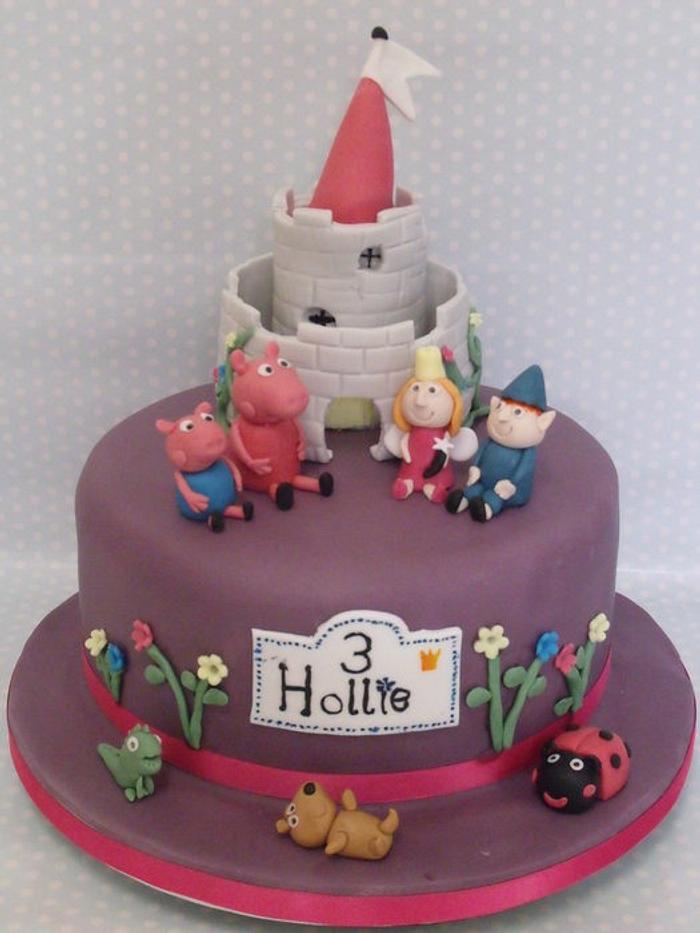 ben and holly and peppa pig cake