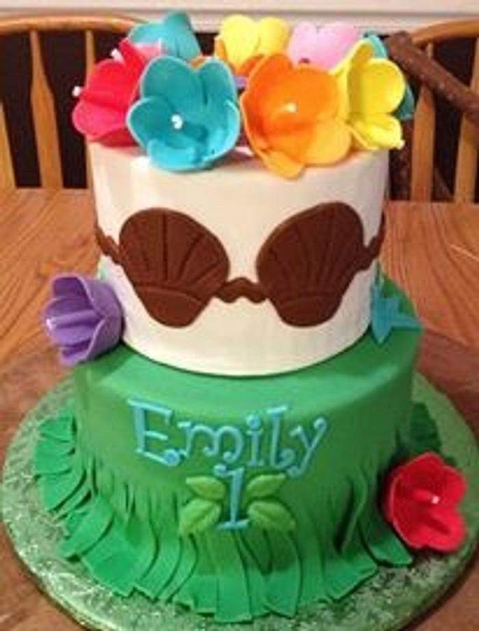 Hawaiian Hula Birthday Cake