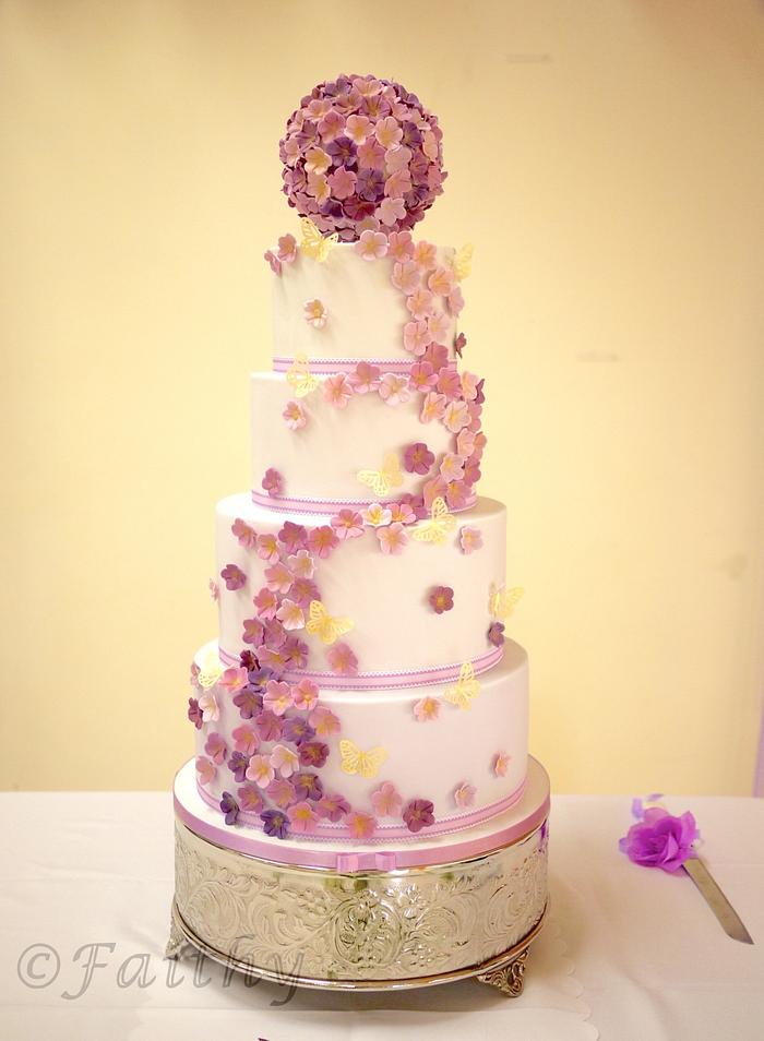 Liliac Blossom Wedding Cake